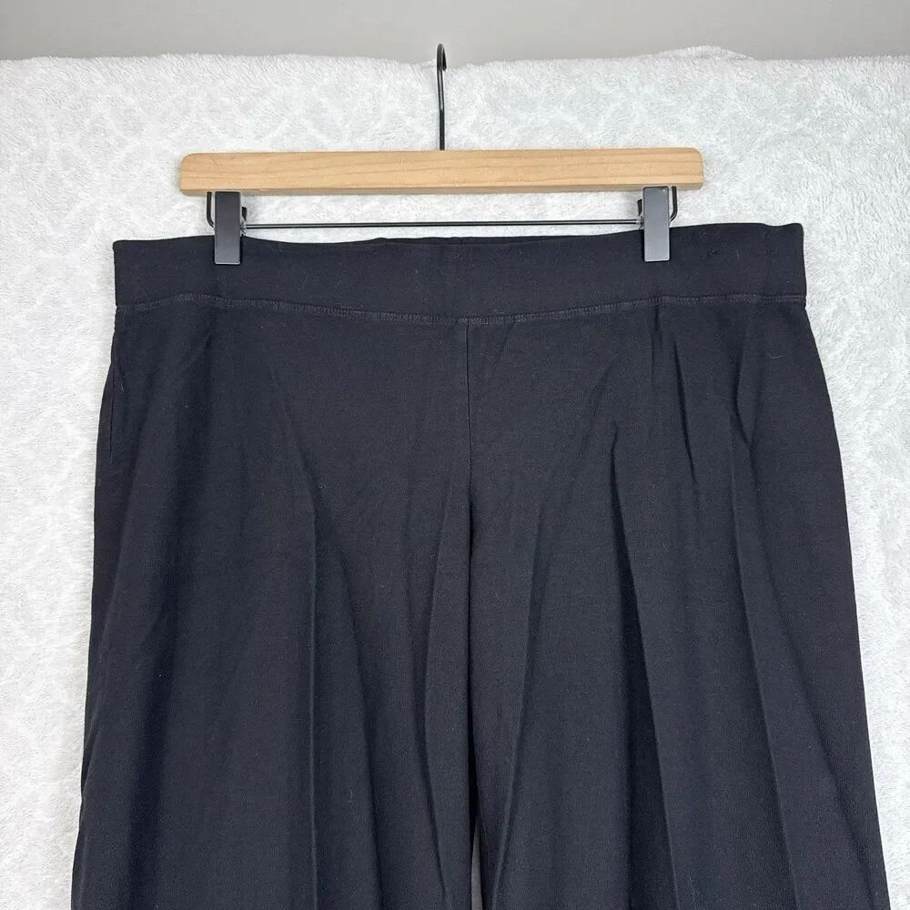 Eileen Fisher System Washable Stretch Crepe Straight Pant Large Black Minimalist
